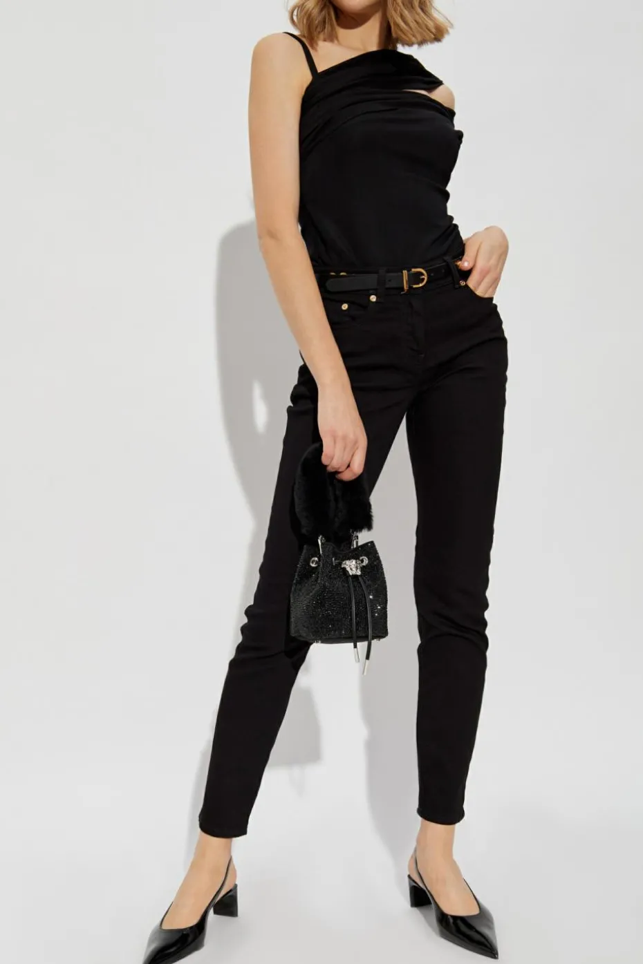 Versace BLACK One-shoulder top