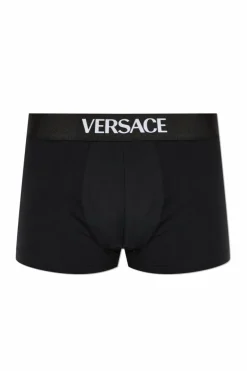 Versace BLACK 2-pack of cotton boxers with logo