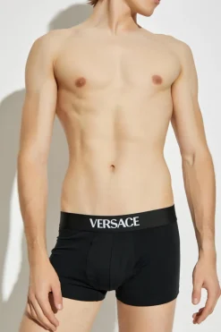 Versace BLACK 2-pack of cotton boxers with logo