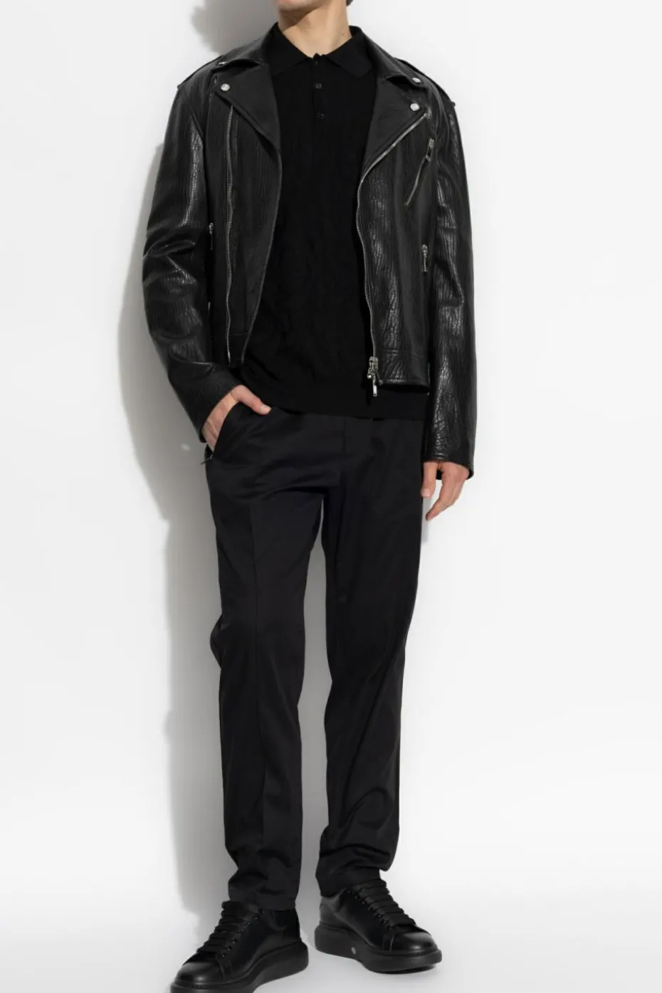 Versace BLACK Polo with "Barocco" pattern