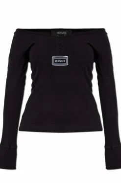 Versace BLACK Ribbed lingerie top