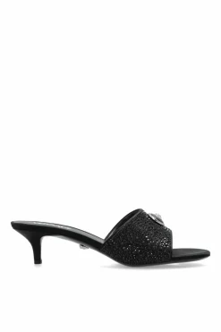 Versace BLACK Satin heeled mules ‘Alia’