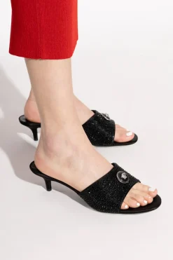 Versace BLACK Satin heeled mules ‘Alia’