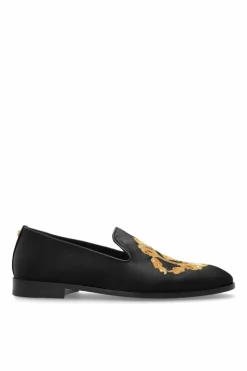 Versace BLACK Satin `loafers` shoes
