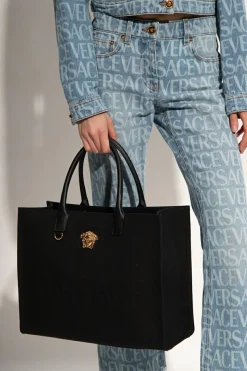 Versace BLACK Shopper bag with logo