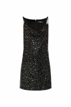 Versace BLACK Short dress with leopard print