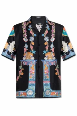 Versace BLACK Silk shirt with "Coral Theatre" print