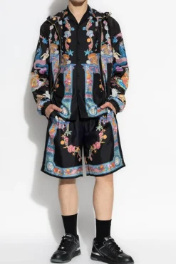 Versace BLACK Silk shirt with "Coral Theatre" print
