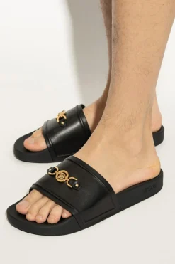 Versace BLACK Slides with logo