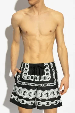 Versace BLACK Swim shorts with Medusa Chains print