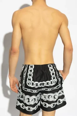 Versace BLACK Swim shorts with Medusa Chains print