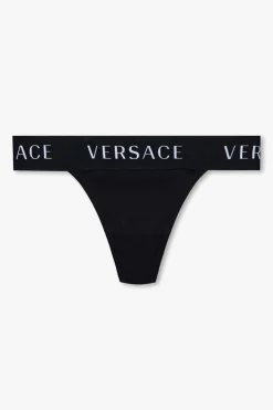 Versace BLACK Thong with logo