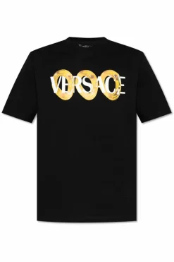Versace BLACK T-shirt with printed logo