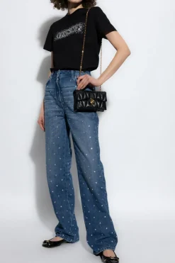 Versace BLACK T-shirt with shimmering crystals