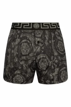 Versace BLACK Underwear shorts with barocco pattern