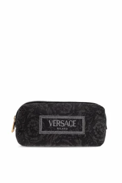 Versace BLACK Wash bag with logo