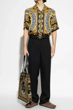 Versace BLACK Wool pleated trousers
