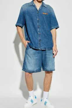 Versace BLUE Denim shirt with short sleeves