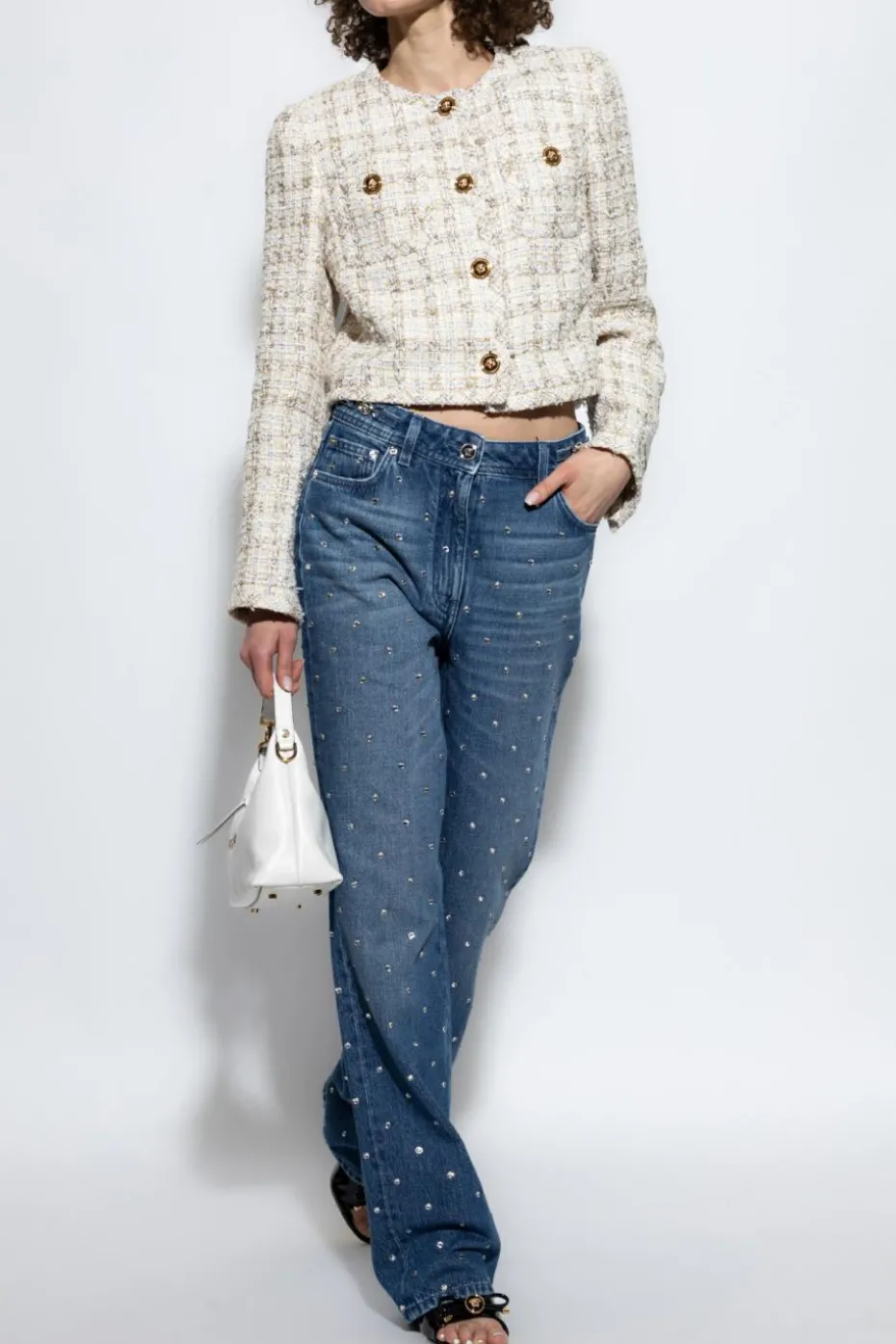 Versace BLUE Jeans with shimmering crystals