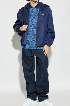 Versace BLUE Polo shirt with "Barocco" pattern