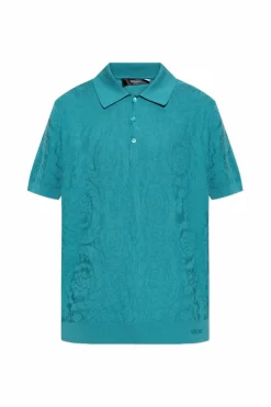 Versace BLUE Polo with "Barocco" pattern
