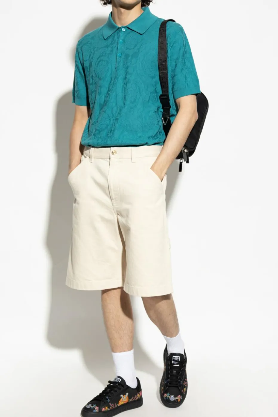 Versace BLUE Polo with "Barocco" pattern
