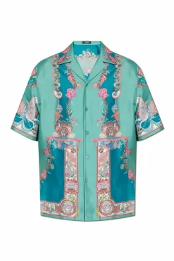 Versace BLUE Silk shirt with "Coral Theatre" print