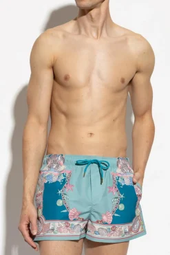 Versace BLUE Swim shorts with `Coral Theatre` print
