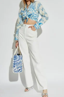 Versace BLUE Top with print `Coral Theatre Allover`