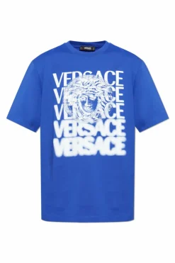 Versace BLUE T-shirt with printed logo