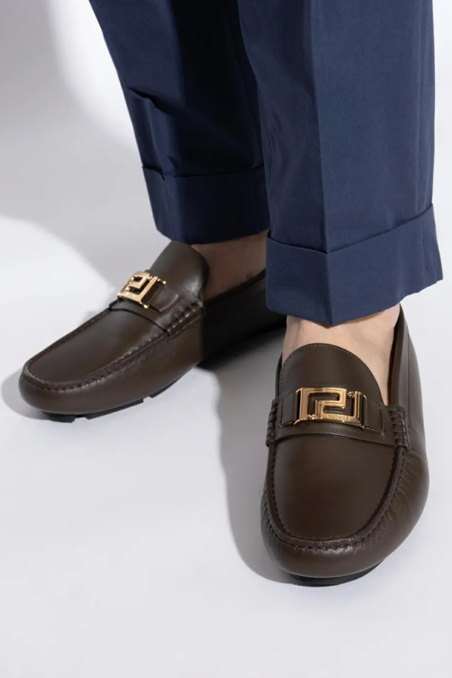 Versace BROWN Leather Loafers