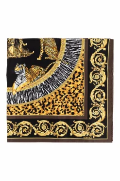 Versace BROWN Silk scarf with print