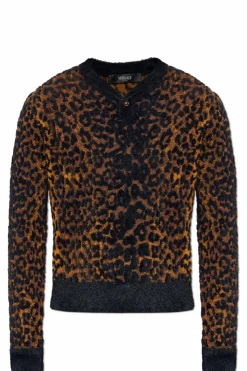Versace BROWN Sweater with animal motif