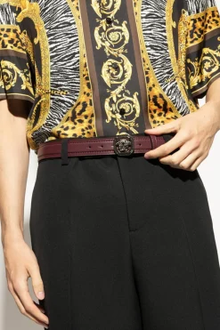 Versace BURGUNDY Leather belt