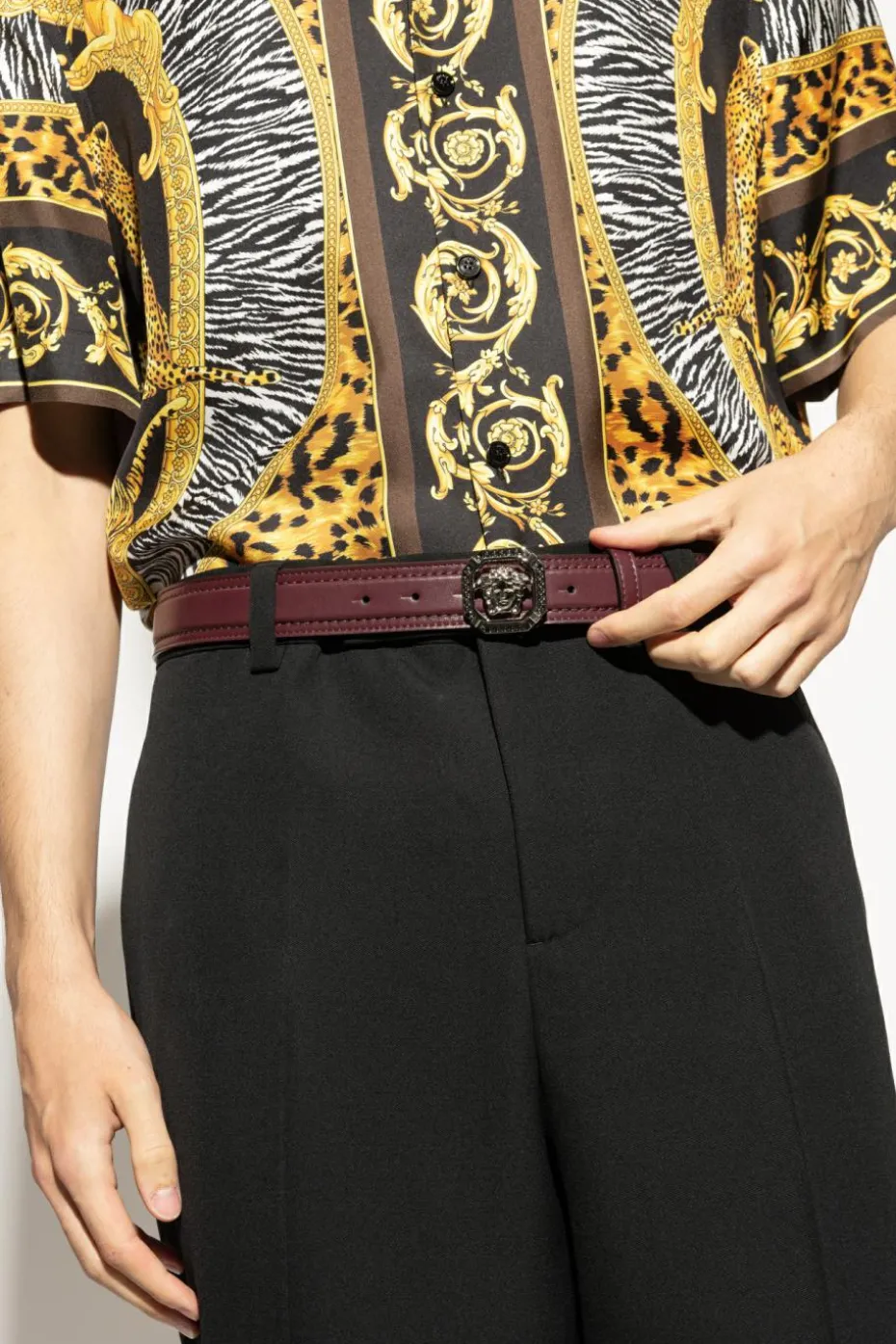 Versace BURGUNDY Leather belt