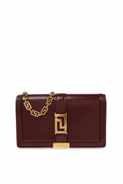 Versace BURGUNDY Shoulder bag `Greca Goddess Mini`