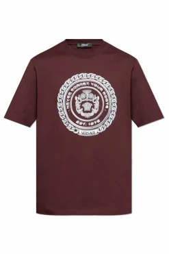 Versace BURGUNDY T-shirt with printed logo