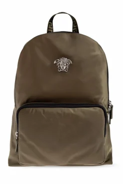 Versace GREEN Backpack with an application in the shape of Medusa's head