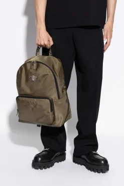 Versace GREEN Backpack with an application in the shape of Medusa's head