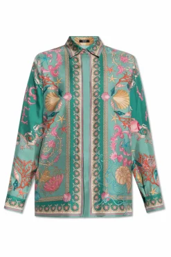 Versace GREEN Silk shirt with "Underwater Barocco" print