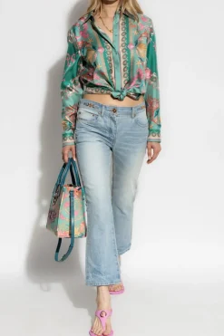 Versace GREEN Silk shirt with "Underwater Barocco" print