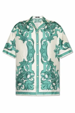 Versace GREEN Silk shirt with print