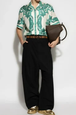 Versace GREEN Silk shirt with print