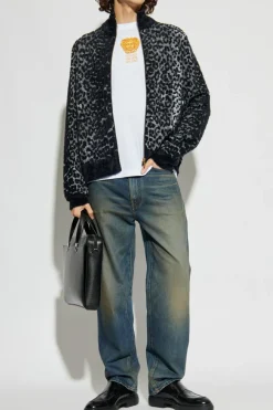 Versace GREY Cardigan with animal motif