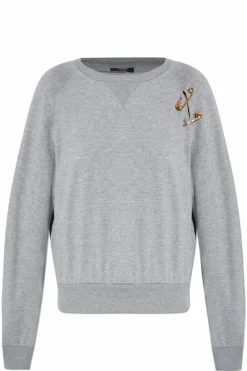 Versace GREY Sweatshirt with decorative safety pins