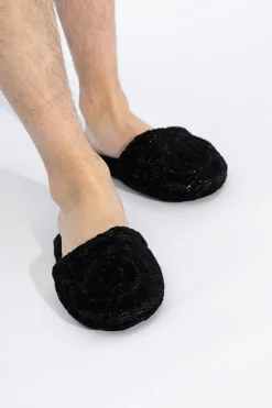 Versace Home BLACK Cotton slippers