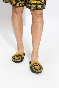 Versace Home BLACK Cotton slippers