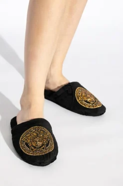 Versace Home BLACK Slippers with Medusa