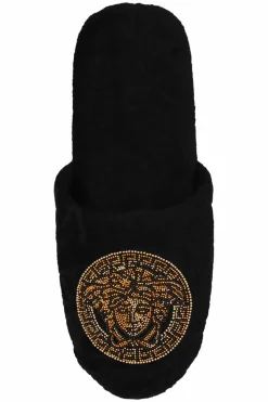 Versace Home BLACK Slippers with Medusa