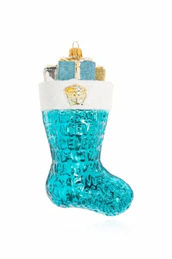 Versace Home BLUE Holiday ornament finished with shimmering glitter